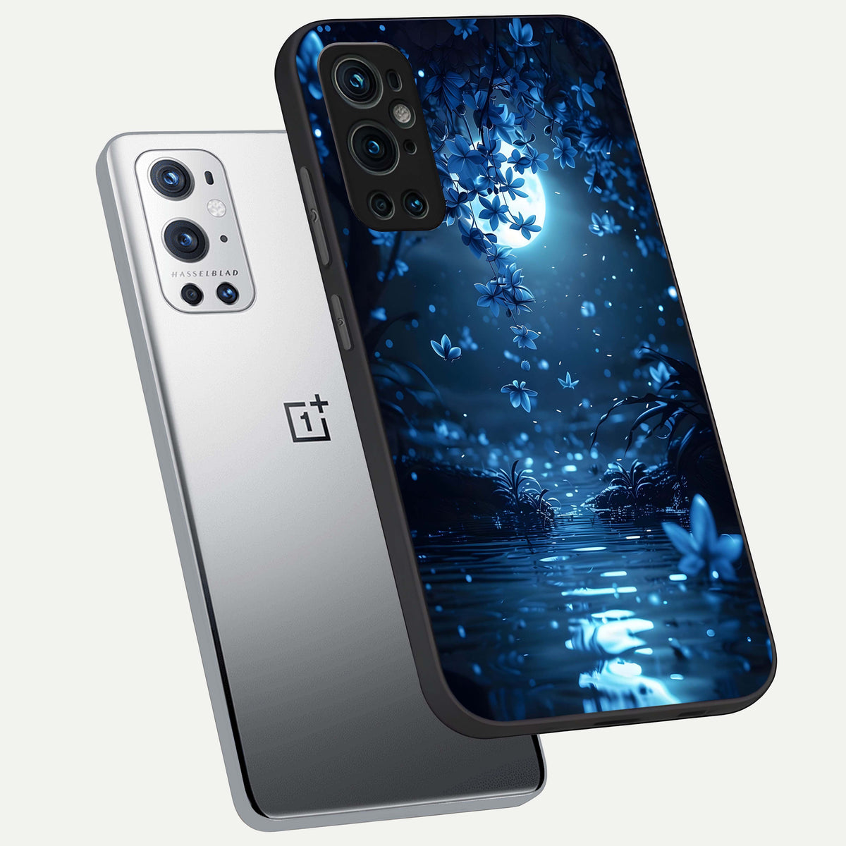  Moonlight Petal Dream phone case For OnePlus 9 Pro showing premium glass back cover with detailed artwork