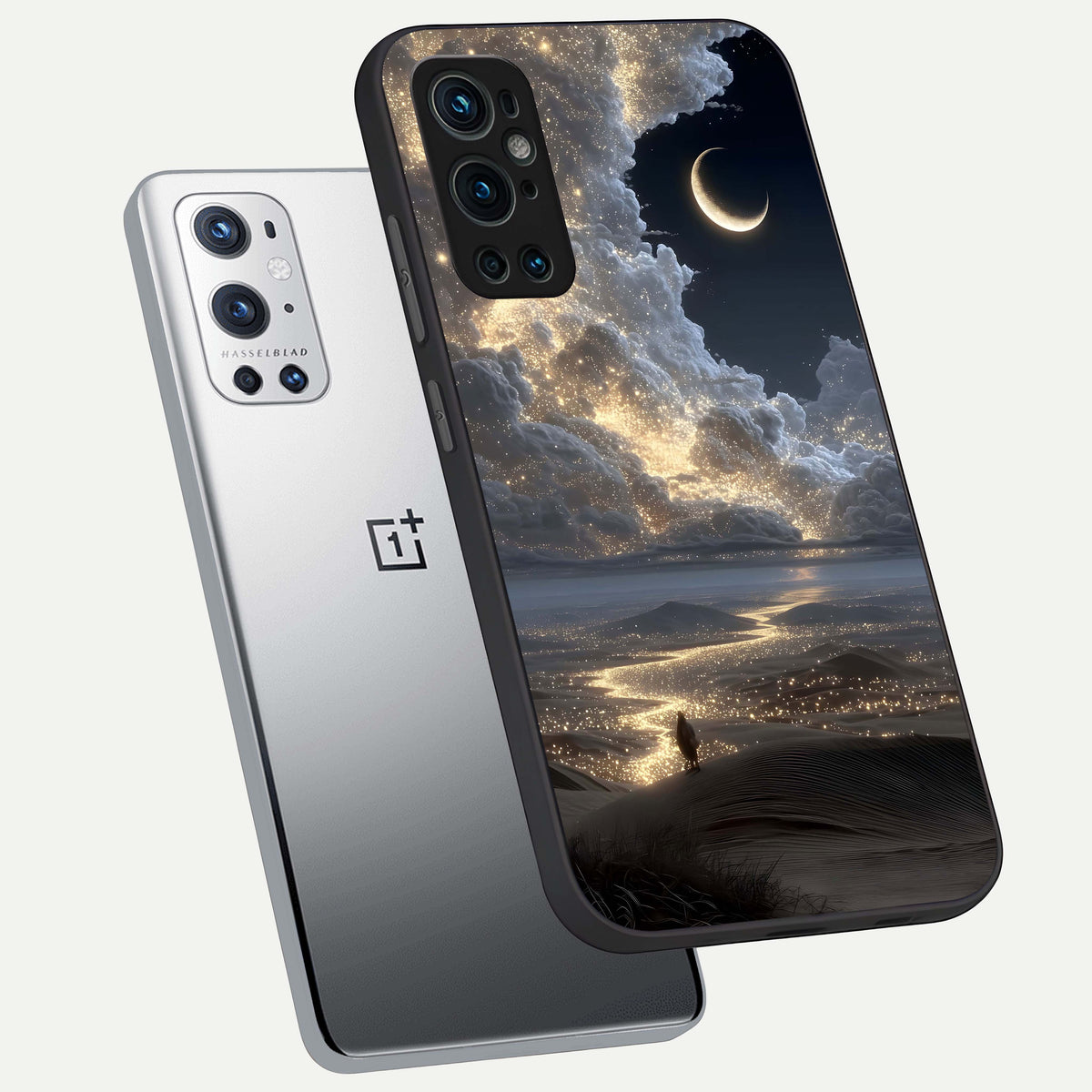  Moonlight Spark Path phone case For OnePlus 9 Pro showing premium glass back cover with detailed artwork