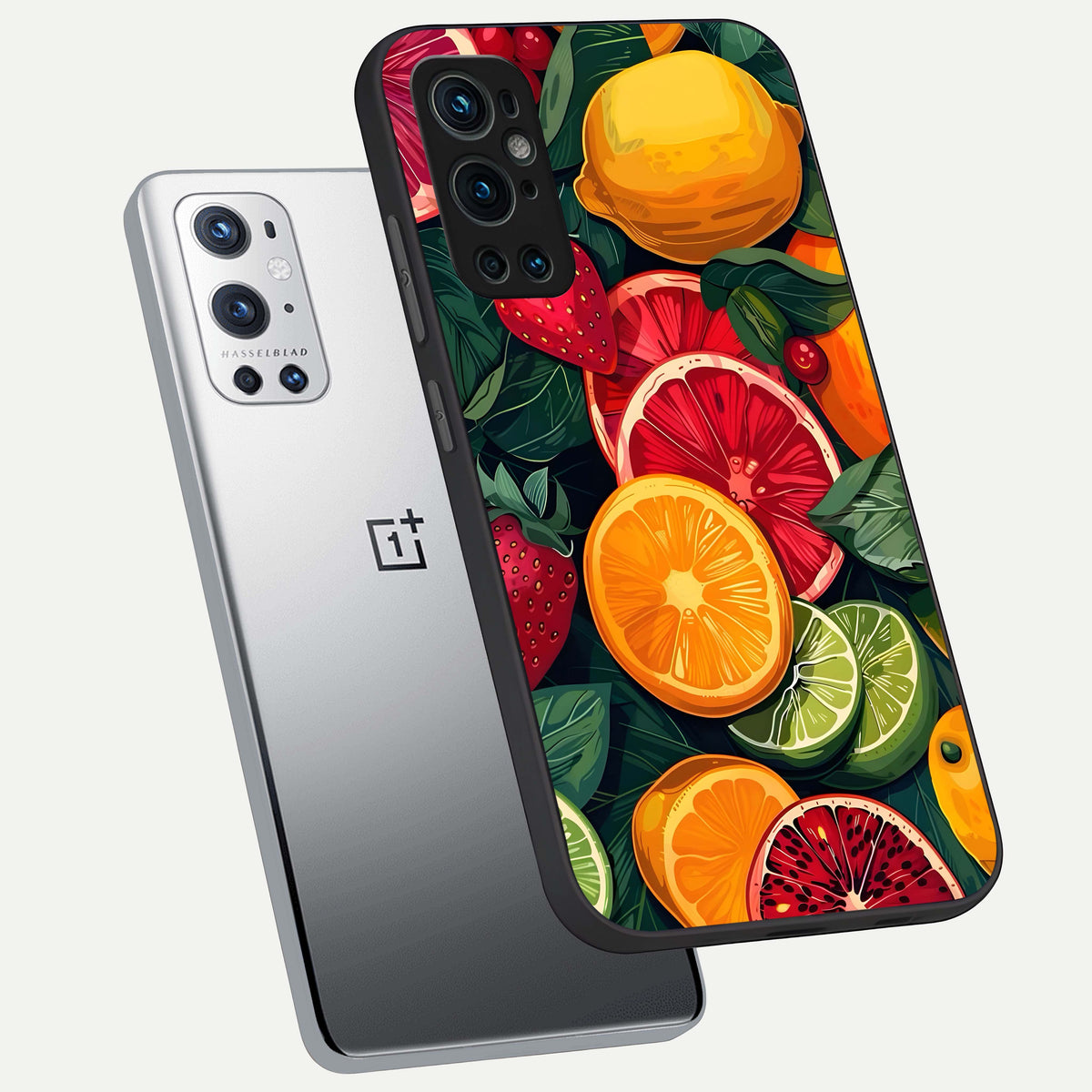  Multiple Fruits phone case For OnePlus 9 Pro showing premium glass back cover with detailed artwork