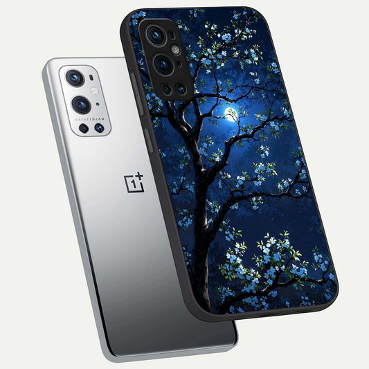  Mystic Floral Night phone case For OnePlus 9 Pro showing premium glass back cover with detailed artwork