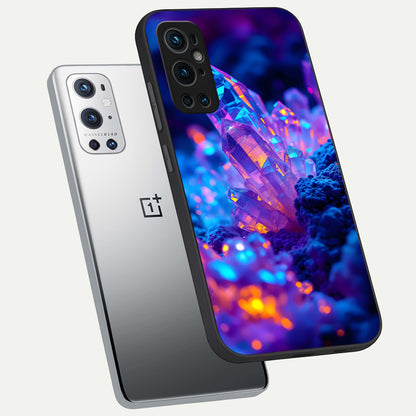  Neon Aura Shards phone case For OnePlus 9 Pro showing premium glass back cover with detailed artwork