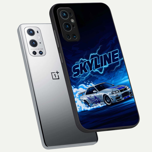  Neon Drift Beast phone case For OnePlus 9 Pro showing premium glass back cover with detailed artwork