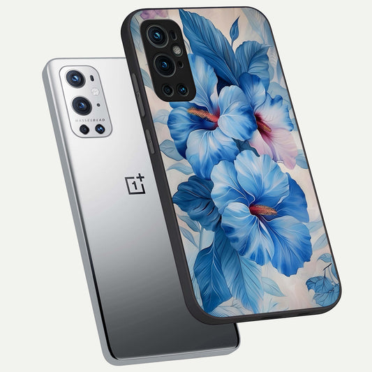  Ocean Hibiscus Grace phone case For OnePlus 9 Pro showing premium glass back cover with detailed artwork