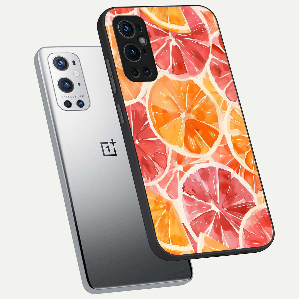  Orange Fruits Pattern phone case For OnePlus 9 Pro showing premium glass back cover with detailed artwork