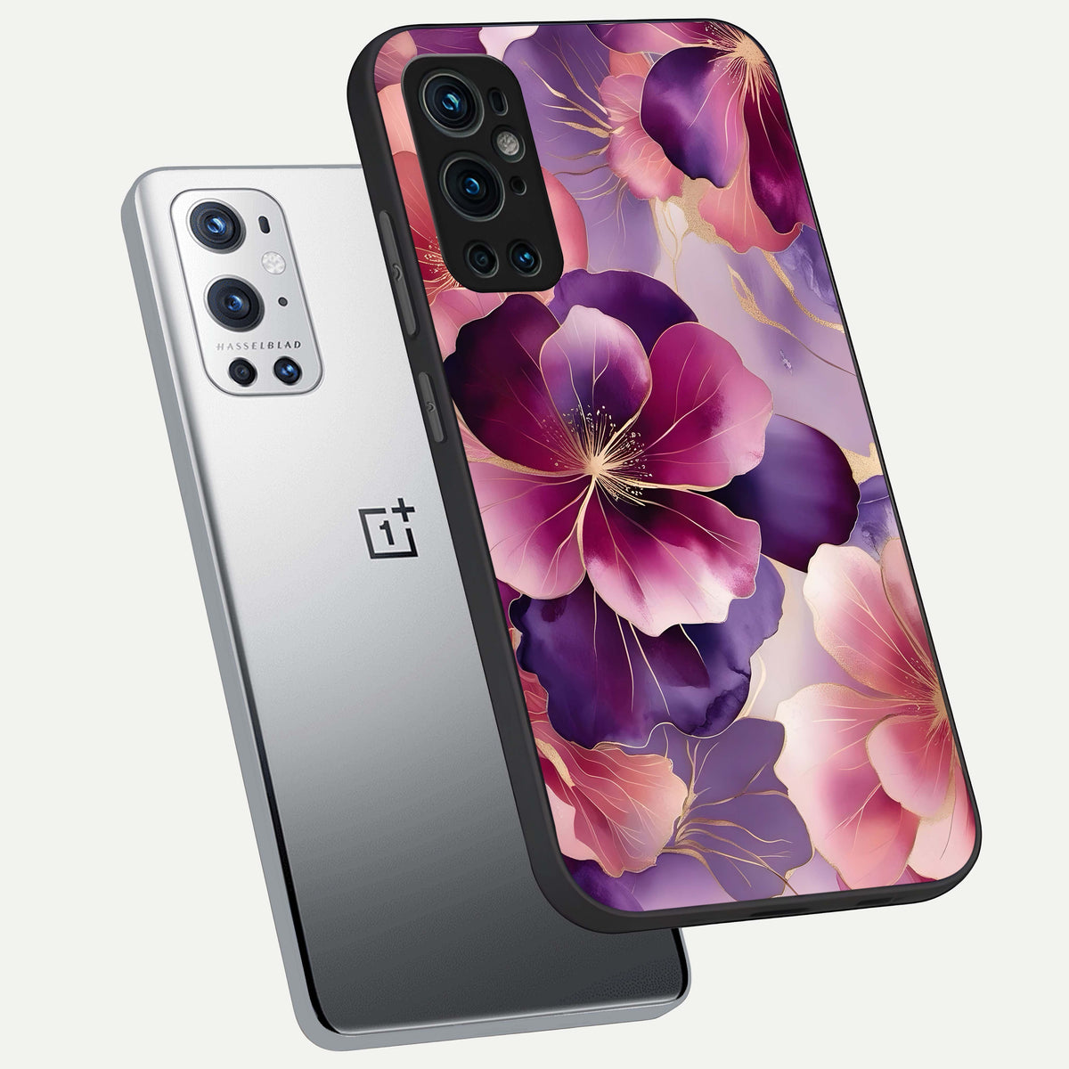  Pink Bouquet Florals phone case For OnePlus 9 Pro showing premium glass back cover with detailed artwork