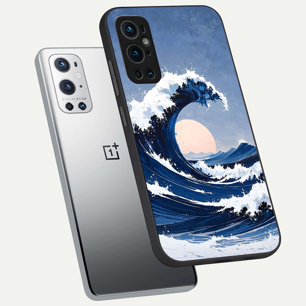  Rising Tide Power phone case For OnePlus 9 Pro showing premium glass back cover with detailed artwork