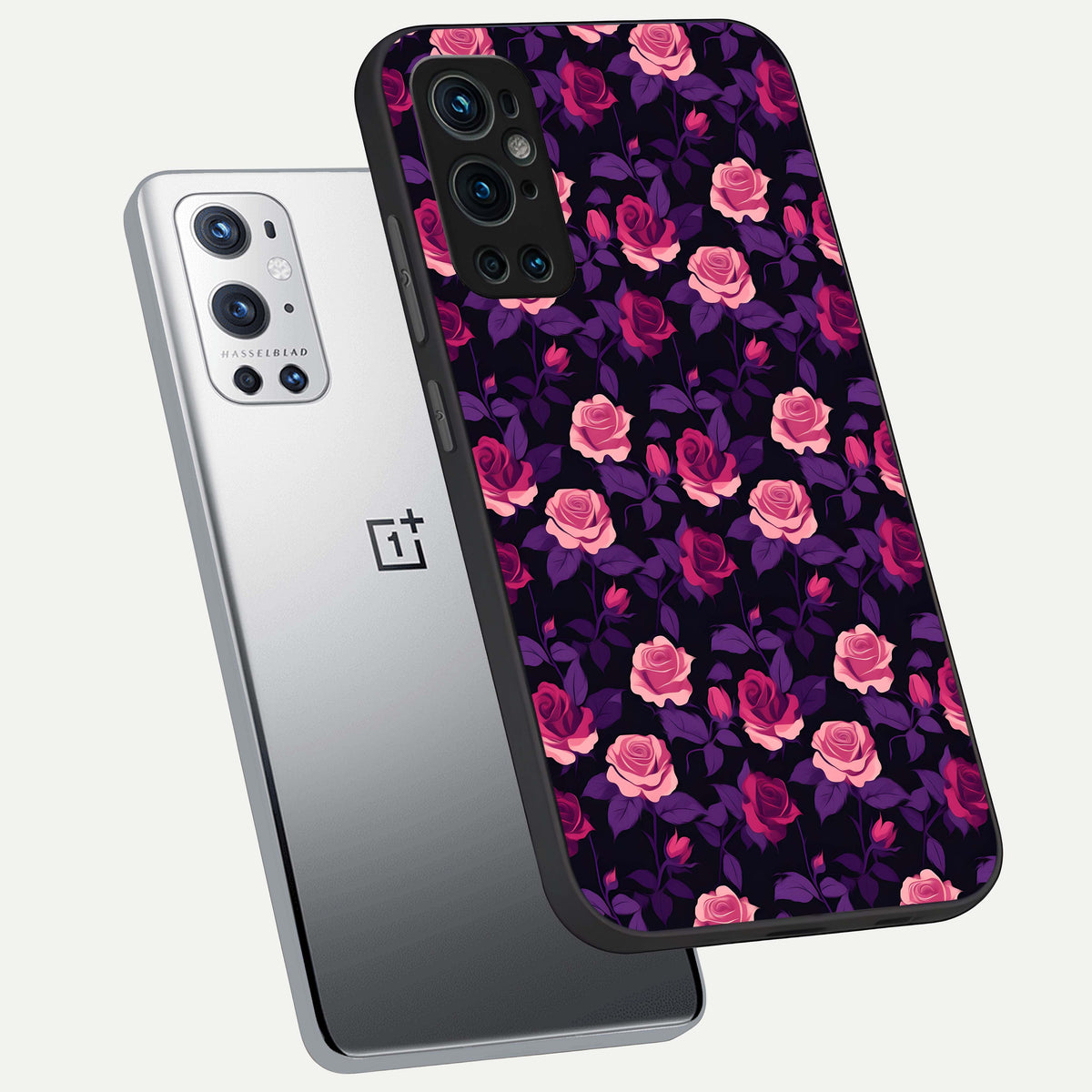  Rose Garden Twilight phone case For OnePlus 9 Pro showing premium glass back cover with detailed artwork