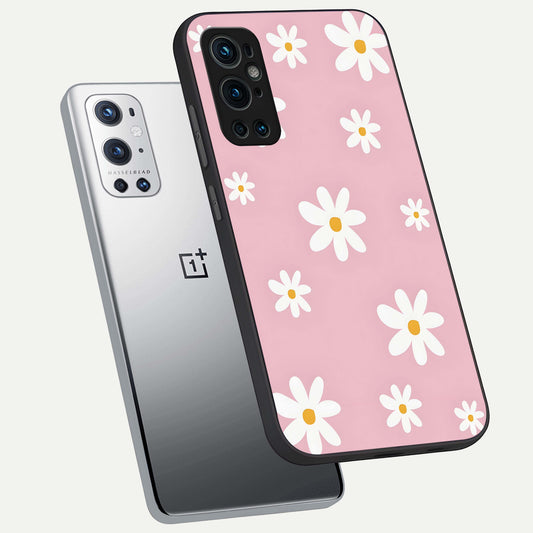  Soft Daisy Bliss phone case For OnePlus 9 Pro showing premium glass back cover with detailed artwork