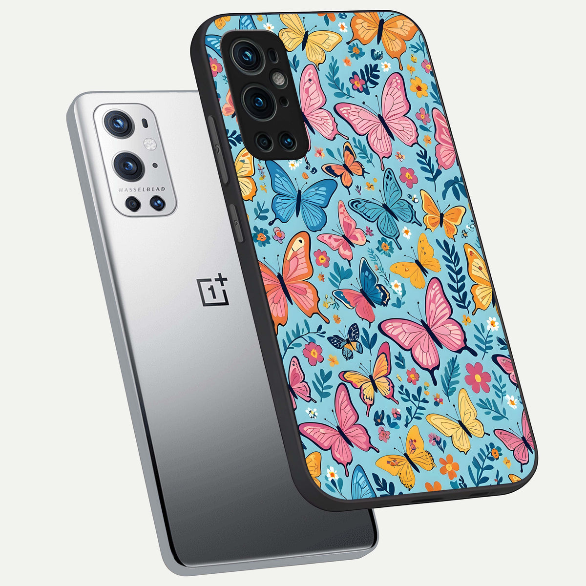  Spring Wing Garden phone case For OnePlus 9 Pro showing premium glass back cover with detailed artwork