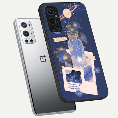  Starlit Cosmic Jar phone case For OnePlus 9 Pro showing premium glass back cover with detailed artwork