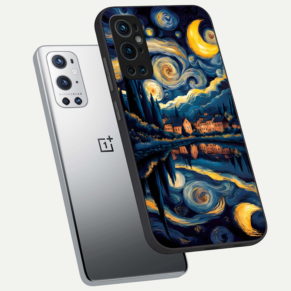  Starry Sky Serenity phone case For OnePlus 9 Pro showing premium glass back cover with detailed artwork