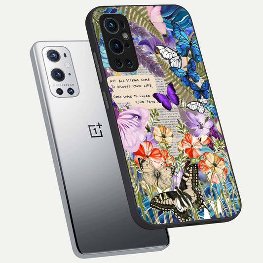 Storm Path Bloom phone case For OnePlus 9 Pro showing premium glass back cover with detailed artwork