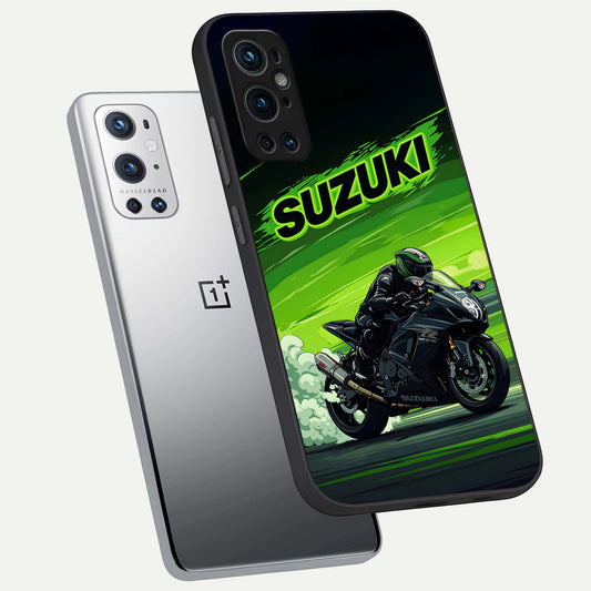  Suzuki Speed Beast phone case For OnePlus 9 Pro showing premium glass back cover with detailed artwork