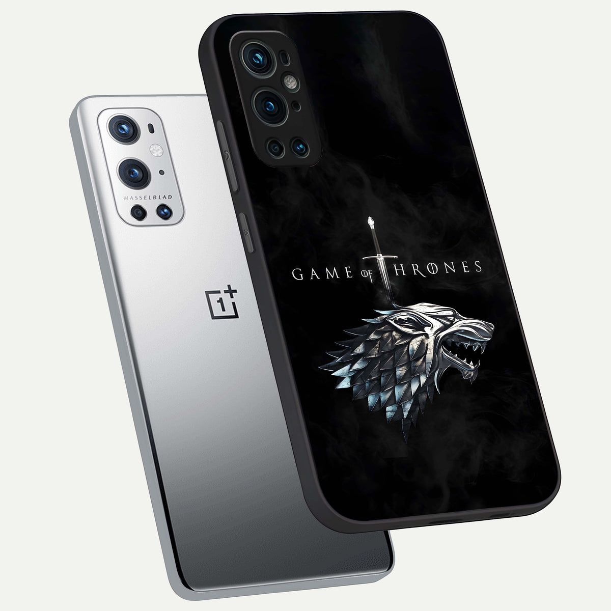  Throne Wolf Legacy phone case For OnePlus 9 Pro showing premium glass back cover with detailed artwork
