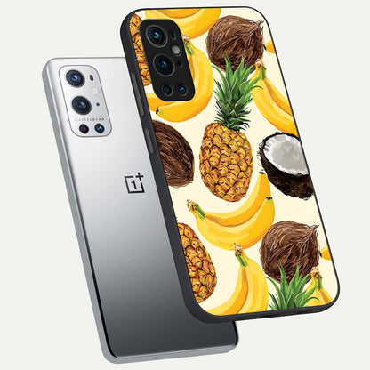  Tropical Fruit Mood phone case For OnePlus 9 Pro showing premium glass back cover with detailed artwork