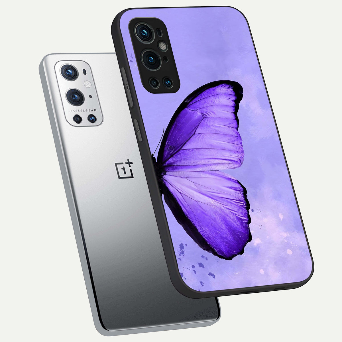  Violet Dream Wing phone case For OnePlus 9 Pro showing premium glass back cover with detailed artwork