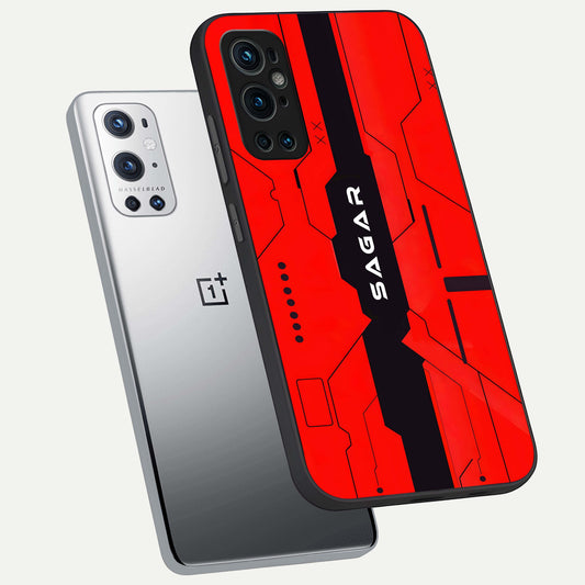  Voltage Rise CYBERPUNK Custom Name phone case For OnePlus 9 Pro showing premium custom name glass back cover