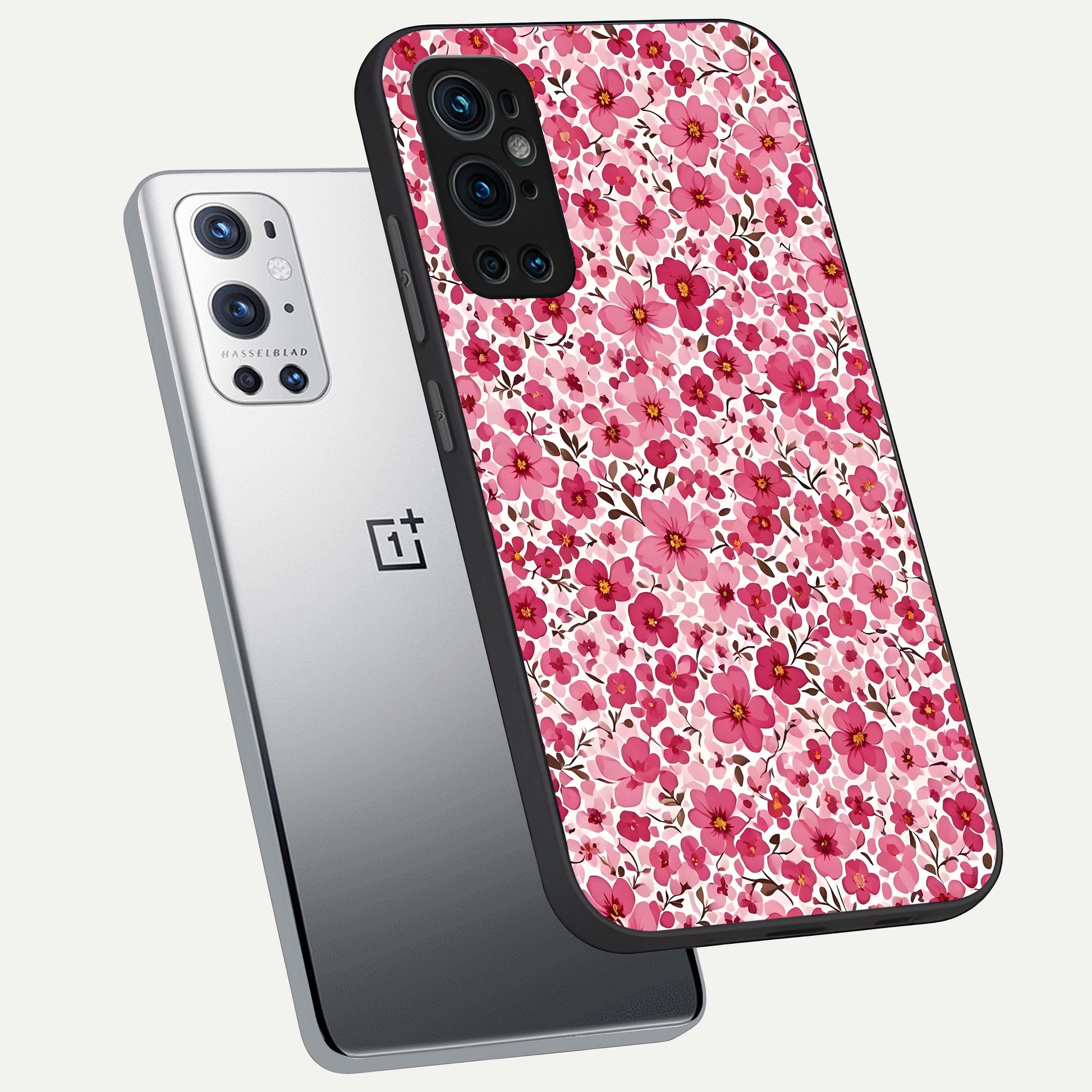 Cherry Blossom Charm Glass Case displayed upright for romantic floral visibility and premium finish.