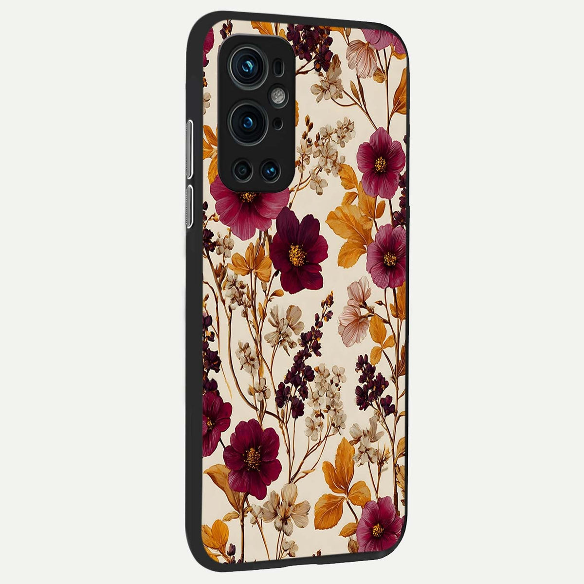  Autumn Wine Bloom back cover For OnePlus 9 Pro slim fit glass case with vibrant aesthetic design