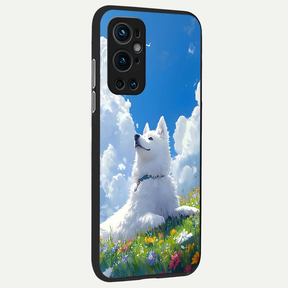  Blissful Cloud Pup back cover For OnePlus 9 Pro slim fit glass case with vibrant aesthetic design