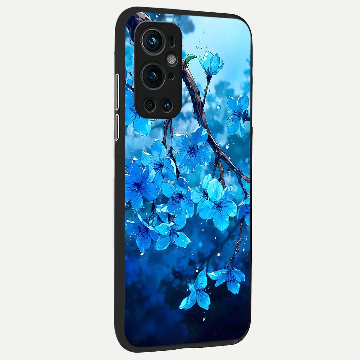  Blue Blossoms Branch back cover For OnePlus 9 Pro slim fit glass case with vibrant aesthetic design