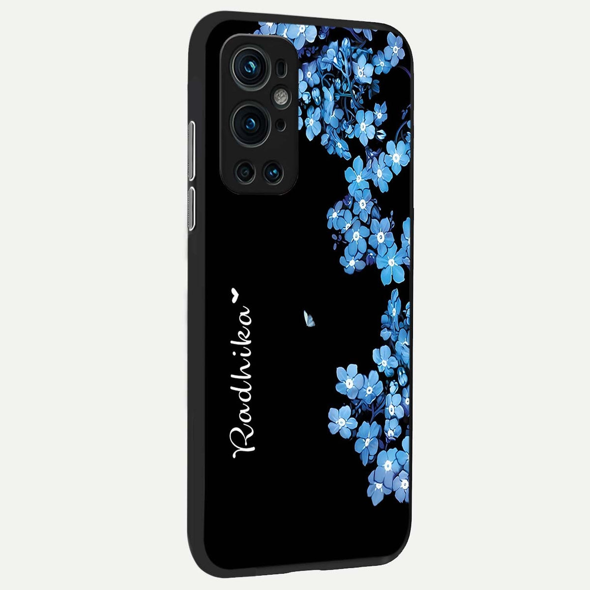  Blue Petal Dream Custom Name back cover For OnePlus 9 Pro slim fit glass case with vibrant aesthetic design