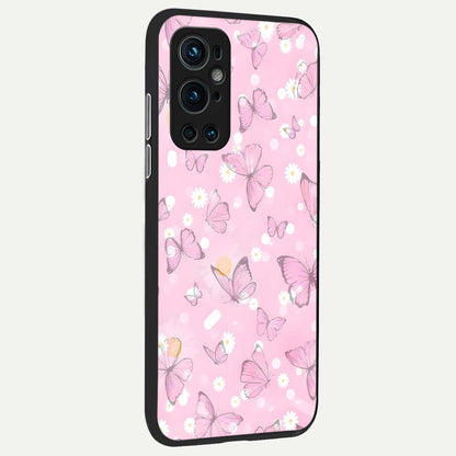  Blush Butterfly Garden back cover For OnePlus 9 Pro slim fit glass case with vibrant aesthetic design