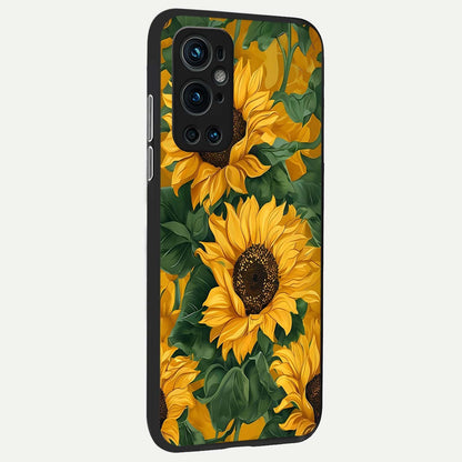  Bright Sunflower Bloom back cover For OnePlus 9 Pro slim fit glass case with vibrant aesthetic design