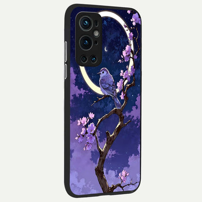  Celestial Bird Blossom back cover For OnePlus 9 Pro slim fit glass case with vibrant aesthetic design