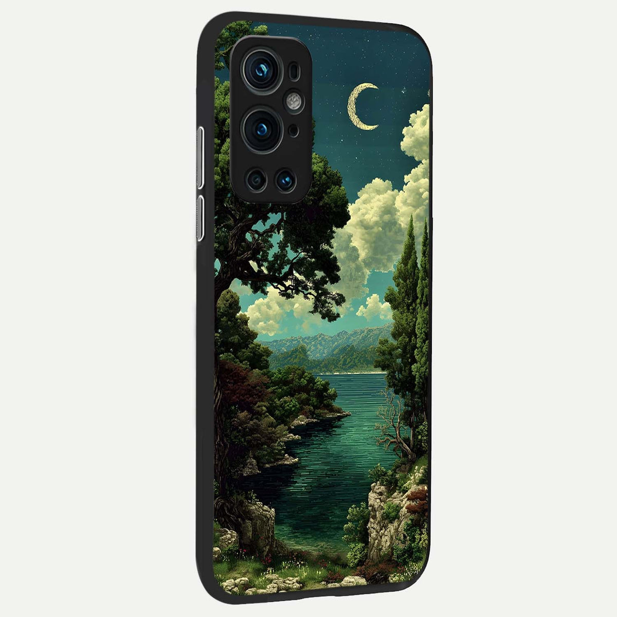  Celestial Lake Peace back cover For OnePlus 9 Pro slim fit glass case with vibrant aesthetic design