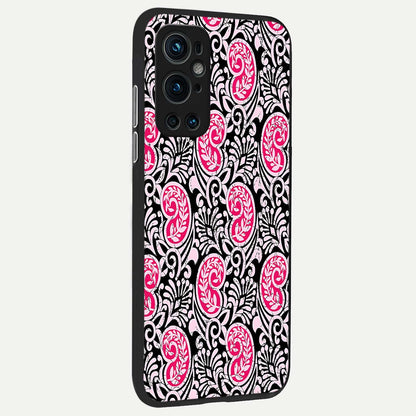  Crimson Paisley Charm back cover For OnePlus 9 Pro slim fit glass case with vibrant aesthetic design