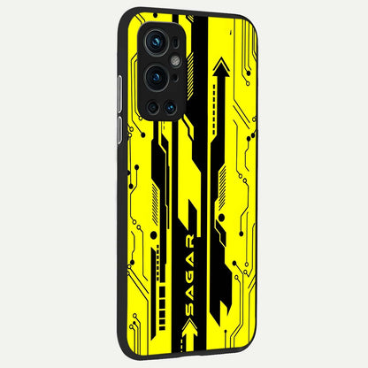  Electric Pulse CYBERPUNK Custom Name back cover For OnePlus 9 Pro slim fit glass case with vibrant aesthetic design