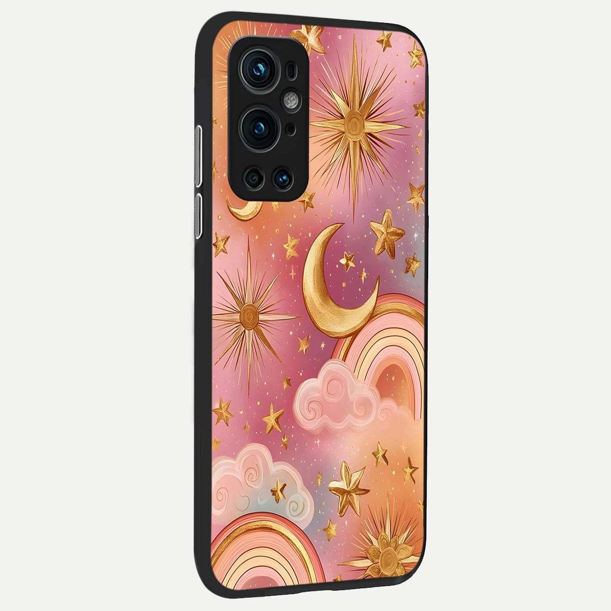  Golden Celestial Dreams back cover For OnePlus 9 Pro slim fit glass case with vibrant aesthetic design