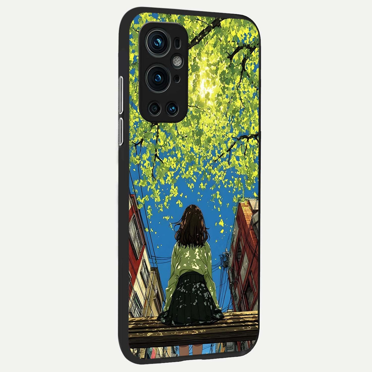 Golden Leaves Glow back cover For OnePlus 9 Pro slim fit glass case with vibrant aesthetic design