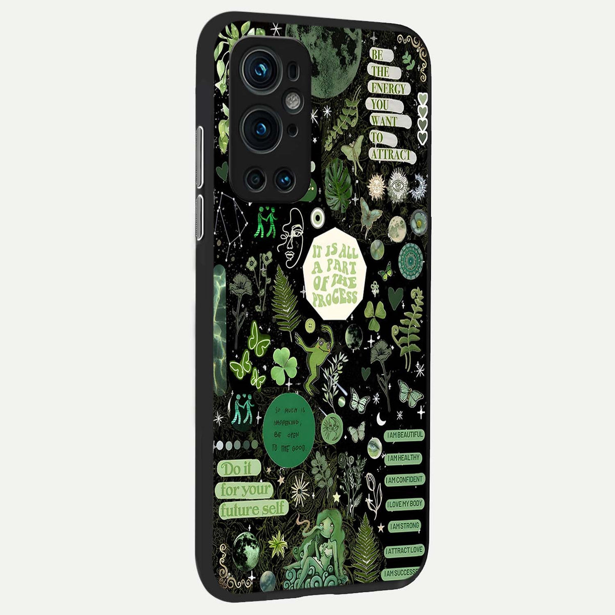  Green Mandala Pattern back cover For OnePlus 9 Pro slim fit glass case with vibrant aesthetic design