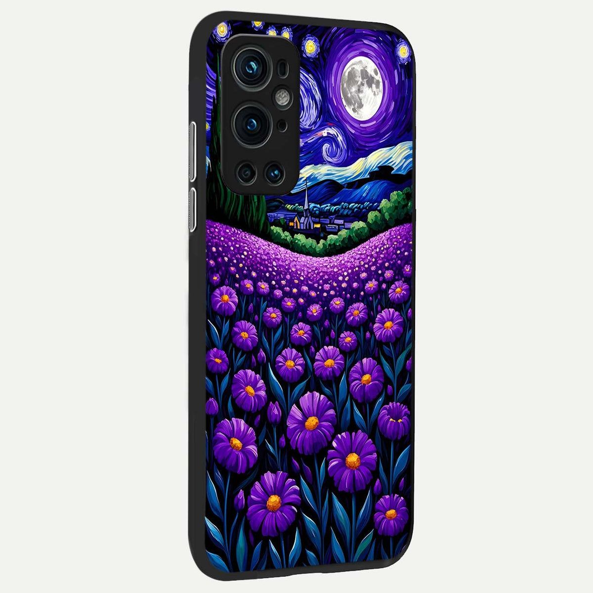  Lavender Moon Field back cover For OnePlus 9 Pro slim fit glass case with vibrant aesthetic design
