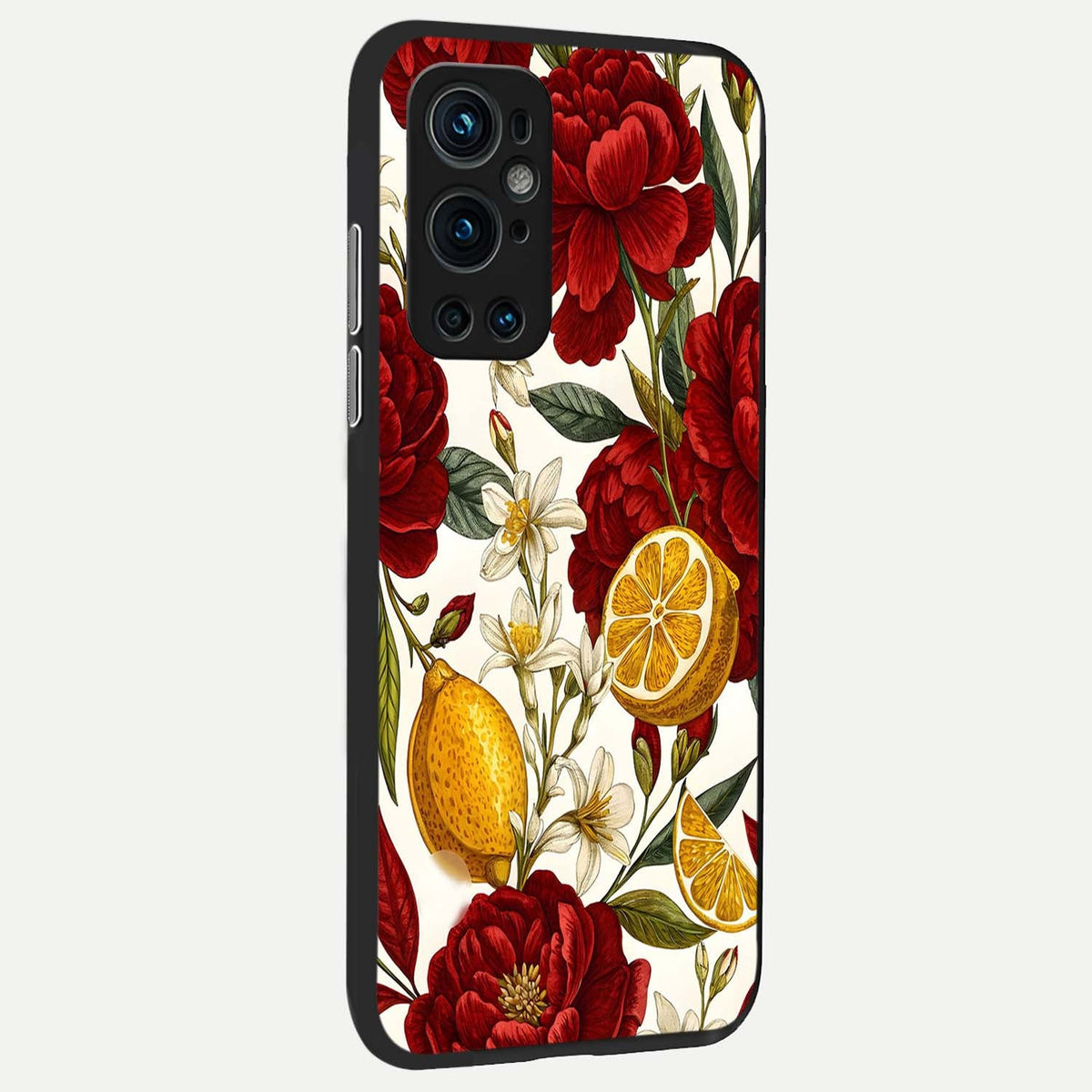  Lemon Rose Charm back cover For OnePlus 9 Pro slim fit glass case with vibrant aesthetic design