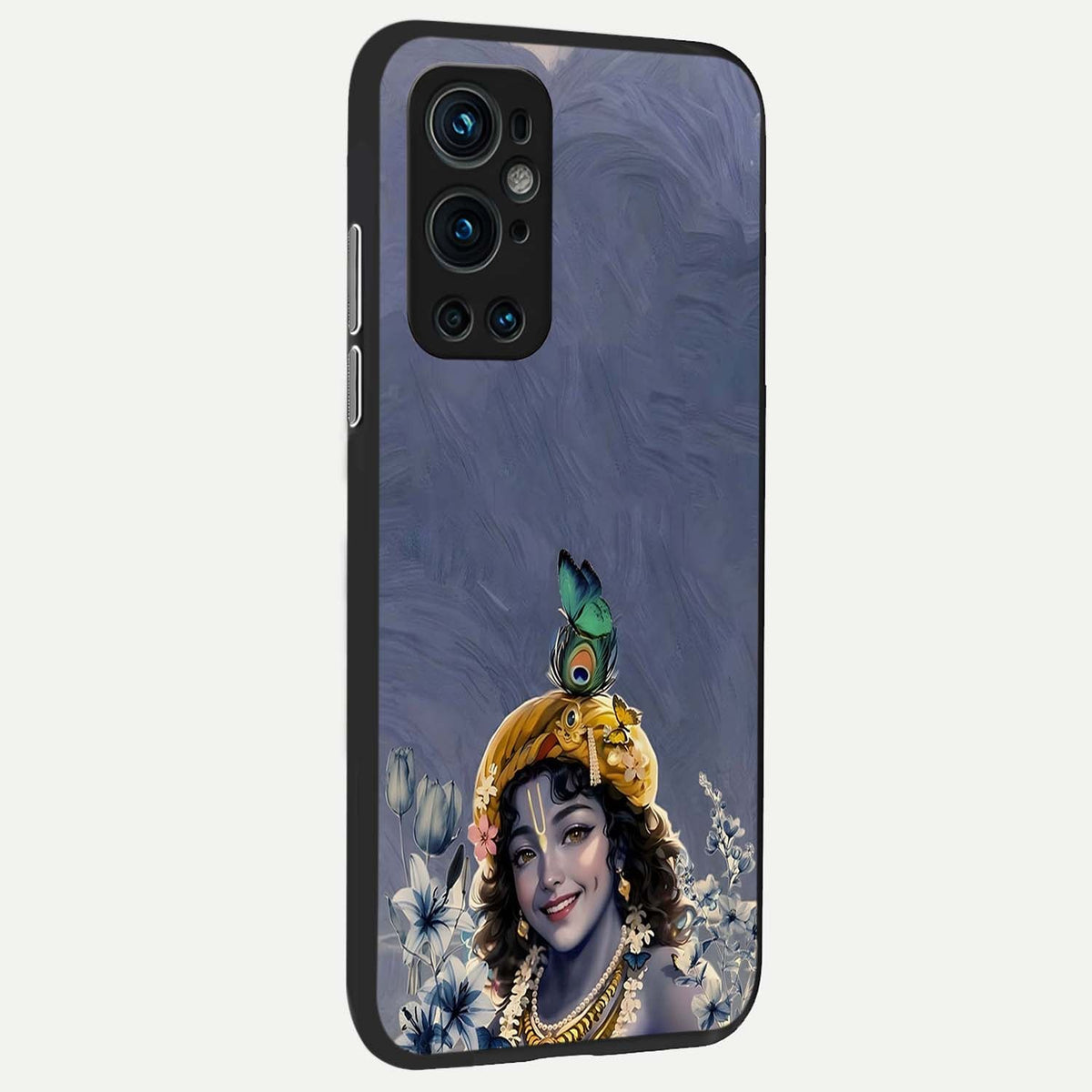  Lord Krishna back cover For OnePlus 9 Pro slim fit glass case with vibrant aesthetic design