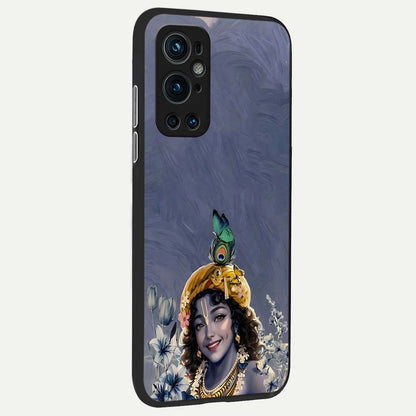  Lord Krishna back cover For OnePlus 9 Pro slim fit glass case with vibrant aesthetic design