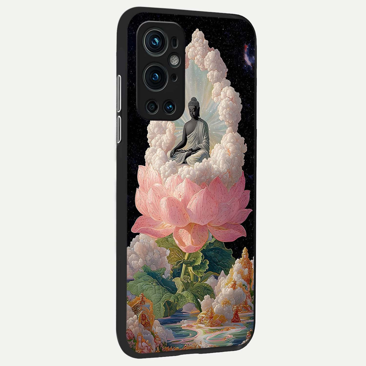  Lotus Divine Peace back cover For OnePlus 9 Pro slim fit glass case with vibrant aesthetic design