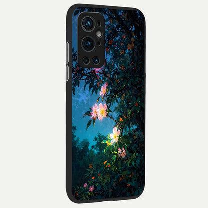  Midnight Bloom Glow back cover For OnePlus 9 Pro slim fit glass case with vibrant aesthetic design