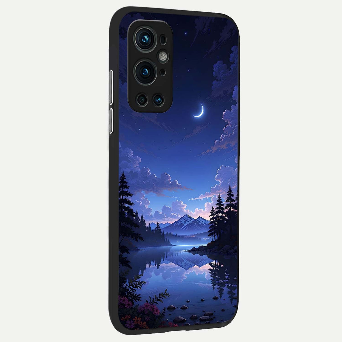  Midnight Lake Peace back cover For OnePlus 9 Pro slim fit glass case with vibrant aesthetic design