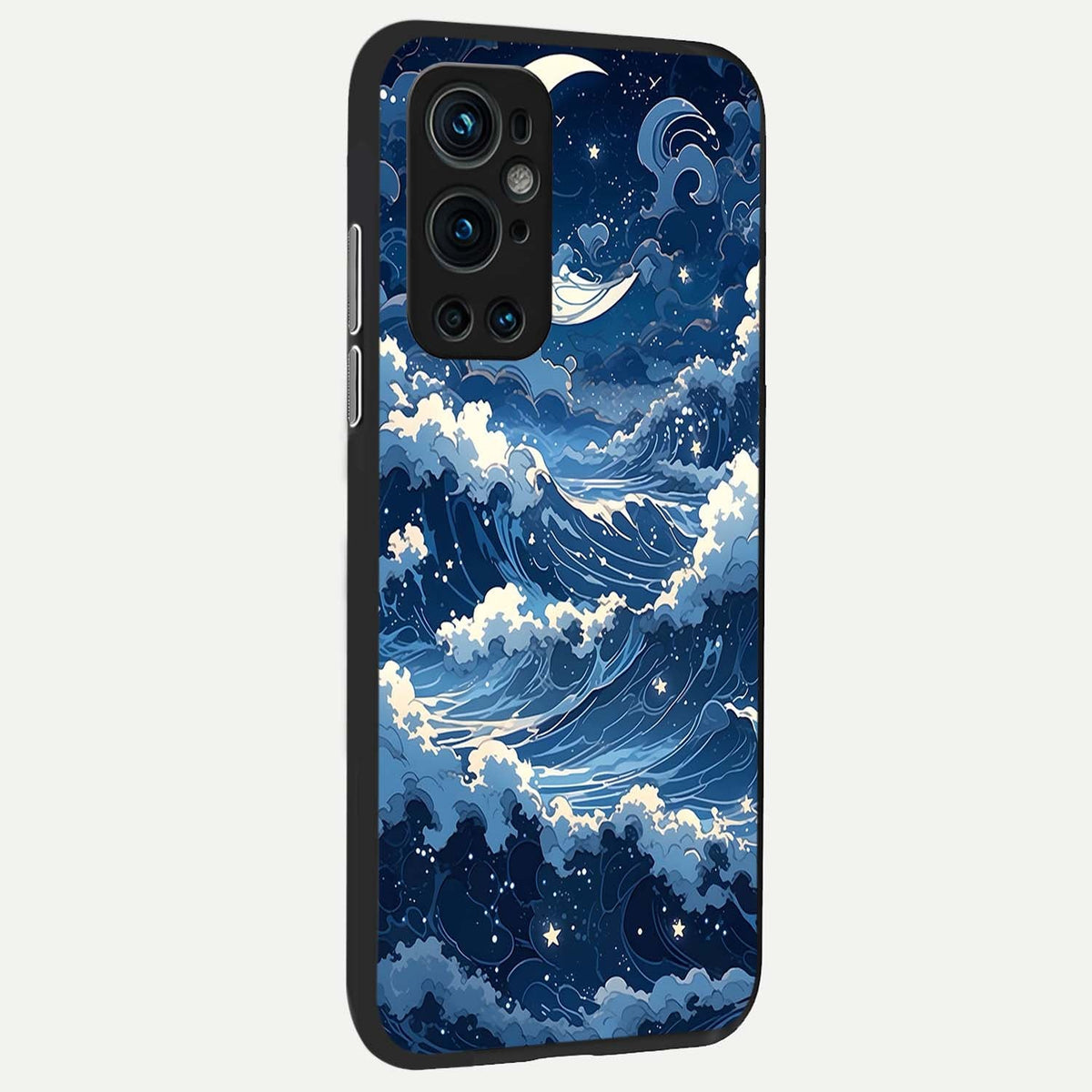  Ocean Moon Waves back cover For OnePlus 9 Pro slim fit glass case with vibrant aesthetic design