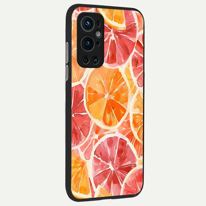  Orange Fruits Pattern back cover For OnePlus 9 Pro slim fit glass case with vibrant aesthetic design