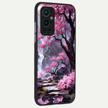  Pink Sunflower Glow back cover For OnePlus 9 Pro slim fit glass case with vibrant aesthetic design