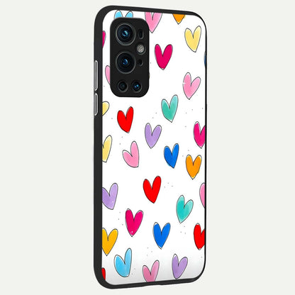  Playful Love Doodles back cover For OnePlus 9 Pro slim fit glass case with vibrant aesthetic design