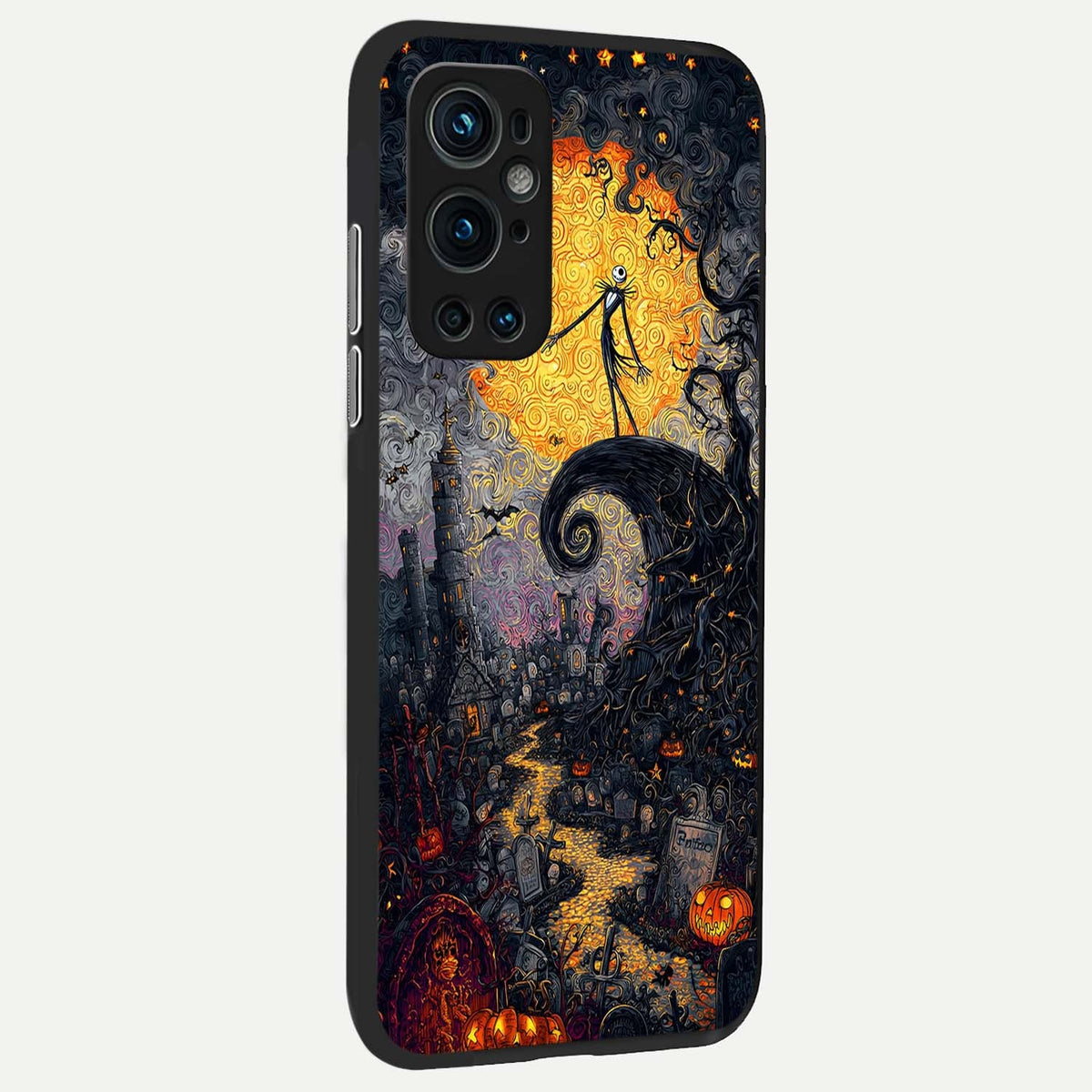  Pumpkin Moon Night back cover For OnePlus 9 Pro slim fit glass case with vibrant aesthetic design