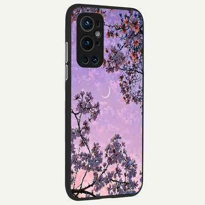  Purple Serenity Moon back cover For OnePlus 9 Pro slim fit glass case with vibrant aesthetic design