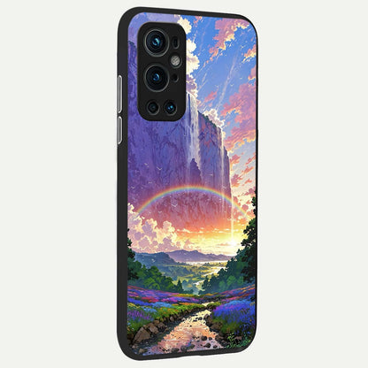  Rainbow Valley Dream back cover For OnePlus 9 Pro slim fit glass case with vibrant aesthetic design