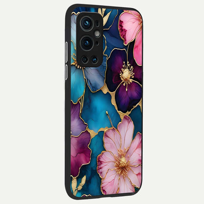  Sparkle Floral back cover For OnePlus 9 Pro slim fit glass case with vibrant aesthetic design